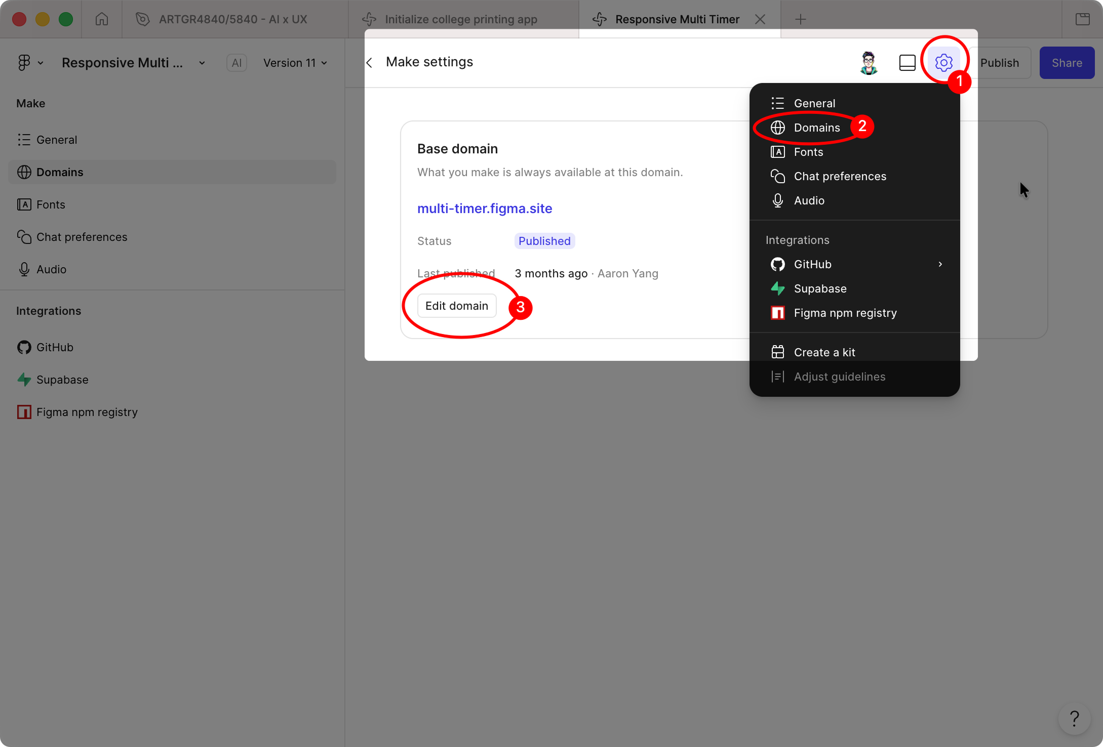 How to customize published app domain name