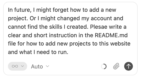 Instruction prompt example